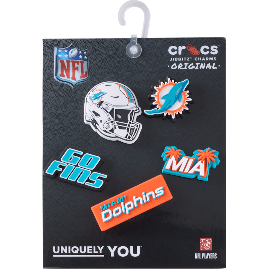 NFL Miami Dolphins 5 Pack Jibbitz Shoe Charm - Crocs