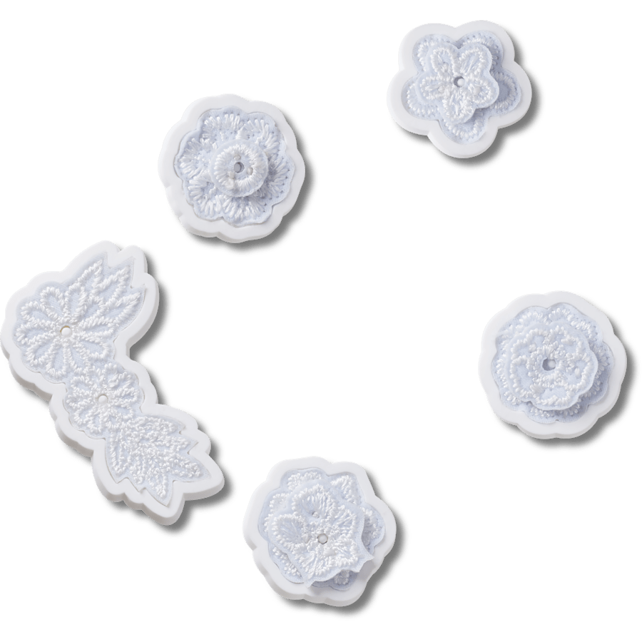 White Elegant Floral 5 Pack Jibbitz™ charms - Crocs