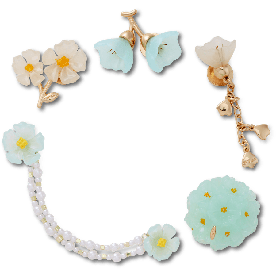 Blue Dainty Floral 5 Pack Jibbitz™ charms - Crocs