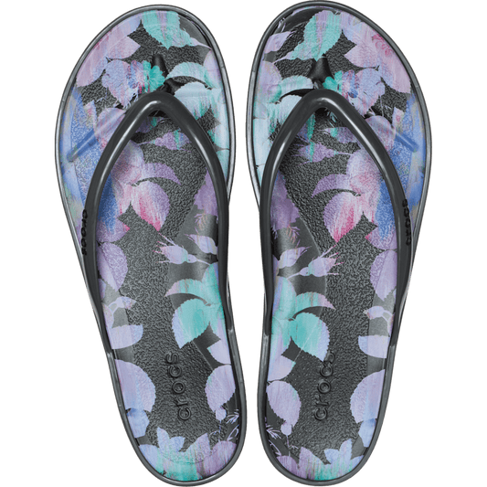 Miami Round Toe Dark Floral Flip - Crocs